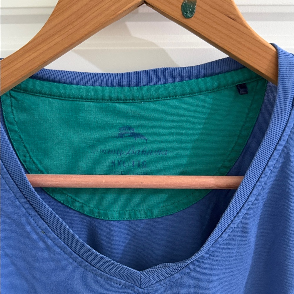 Tommy Bahama Blue and Green V-Neck Tee